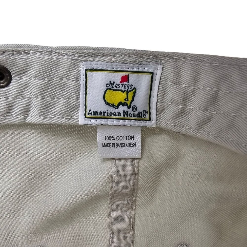 American Needle 2014 Masters Adjustable Tuck Strap Cap Golf Baseball Hat Khaki - Picture 8 of 14